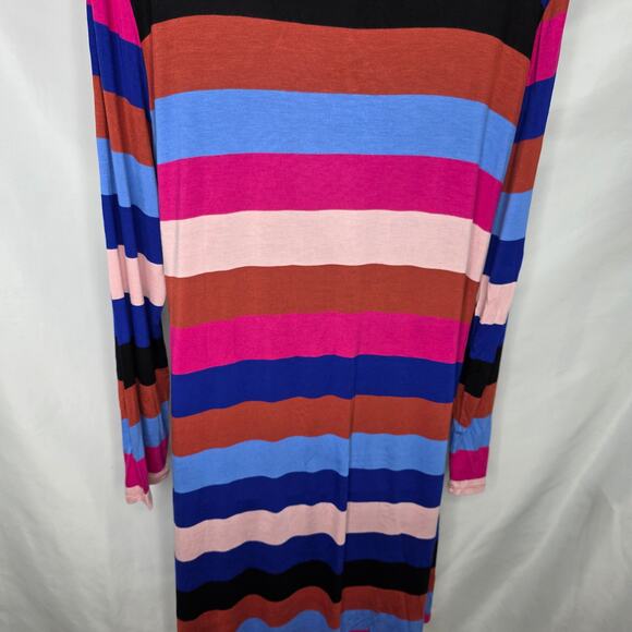 Spense Multi Color Striped Long Sleeve Round Neck A Line Women's Dress Sz XL New - Picture 13 of 14